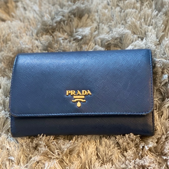 - Prada Saffiano leather wallet blue - Picture 3 of 14